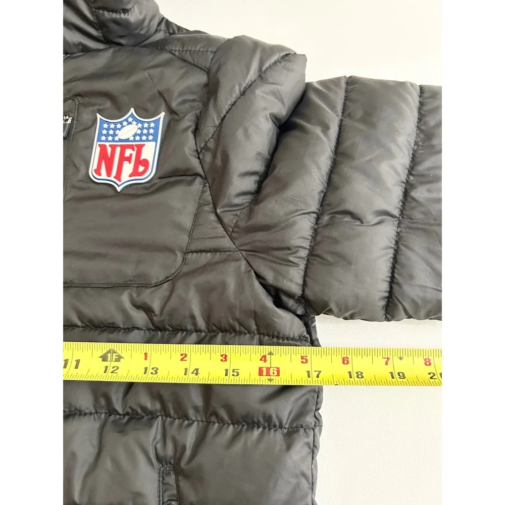 NFL Team Apparel Kids Puffer Jacket Black Hooded Quilted Coat Size 10-12